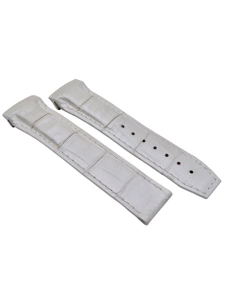 Omega bracelet Alligator blanc nacré - White pearlised strap - 9800.02.13