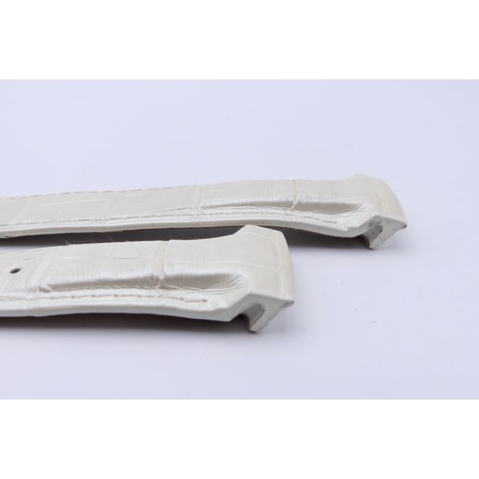 Omega bracelet Alligator blanc nacré - White pearlised strap - 9800.02.13