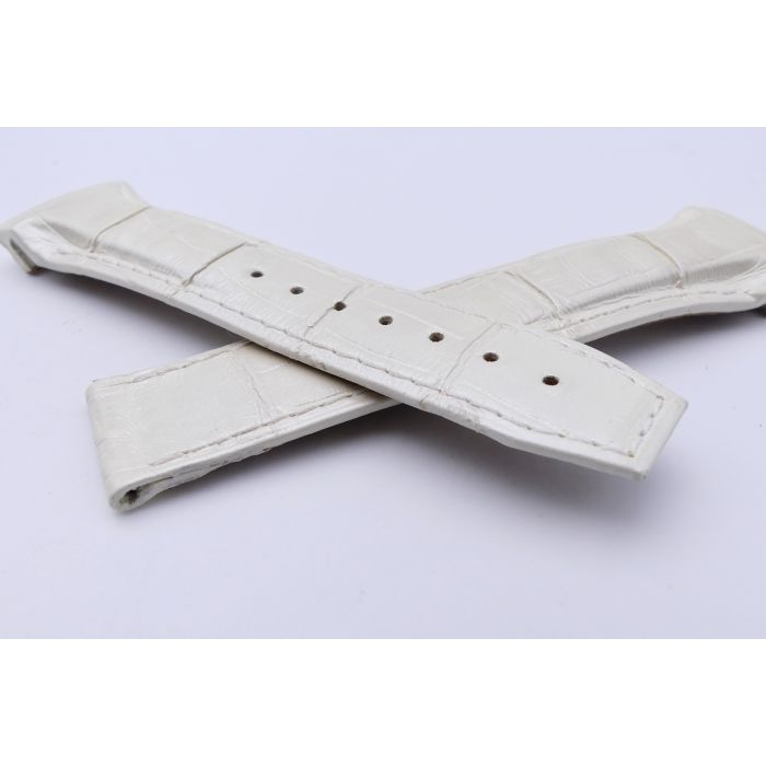 Omega bracelet Alligator blanc nacré - White pearlised strap - 9800.02.13