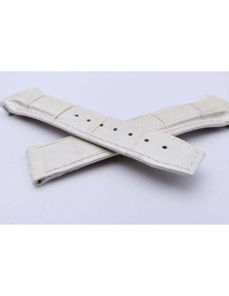 Omega bracelet Alligator blanc nacré - White pearlised strap - 9800.02.13