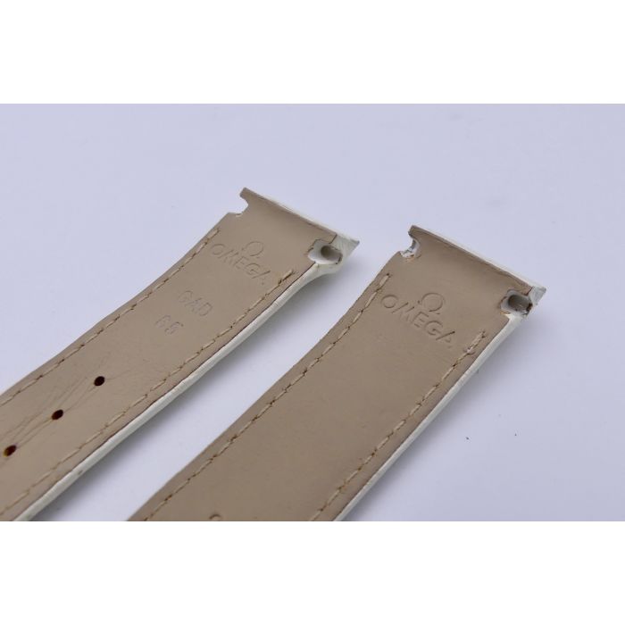 Omega bracelet Alligator blanc nacré - White pearlised strap - 9800.02.13