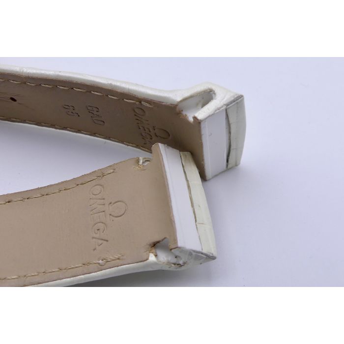 Omega bracelet Alligator blanc nacré - White pearlised strap - 9800.02.13
