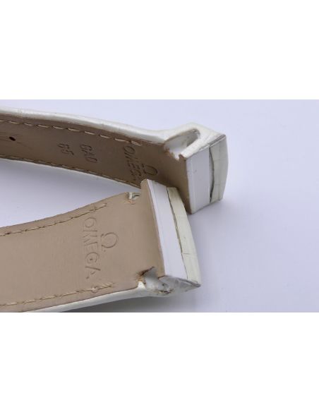 Omega bracelet Alligator blanc nacré - White pearlised strap - 9800.02.13