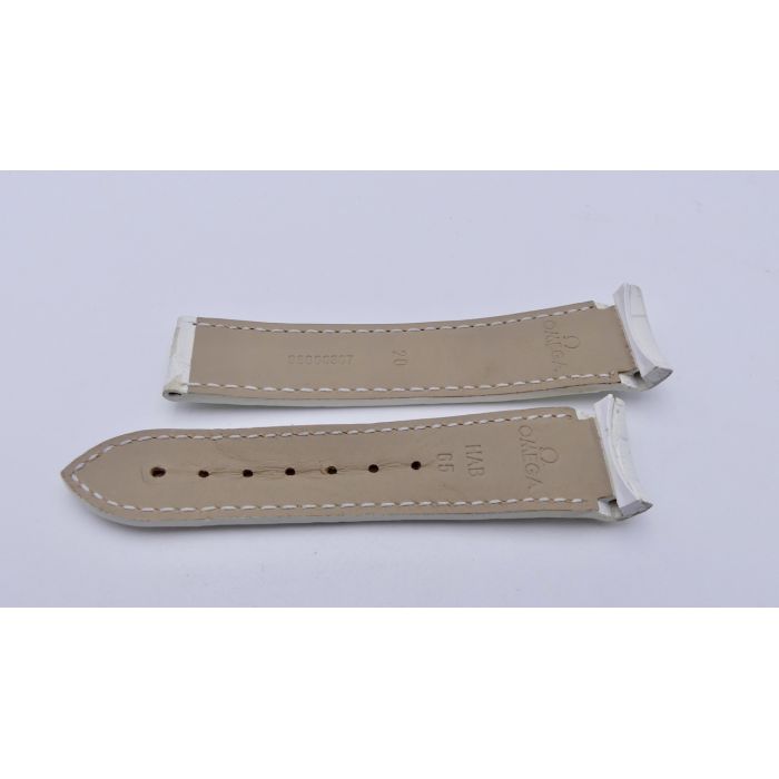 Omega Seamaster bracelet Alligator blanc - White strap - 9800.03.07