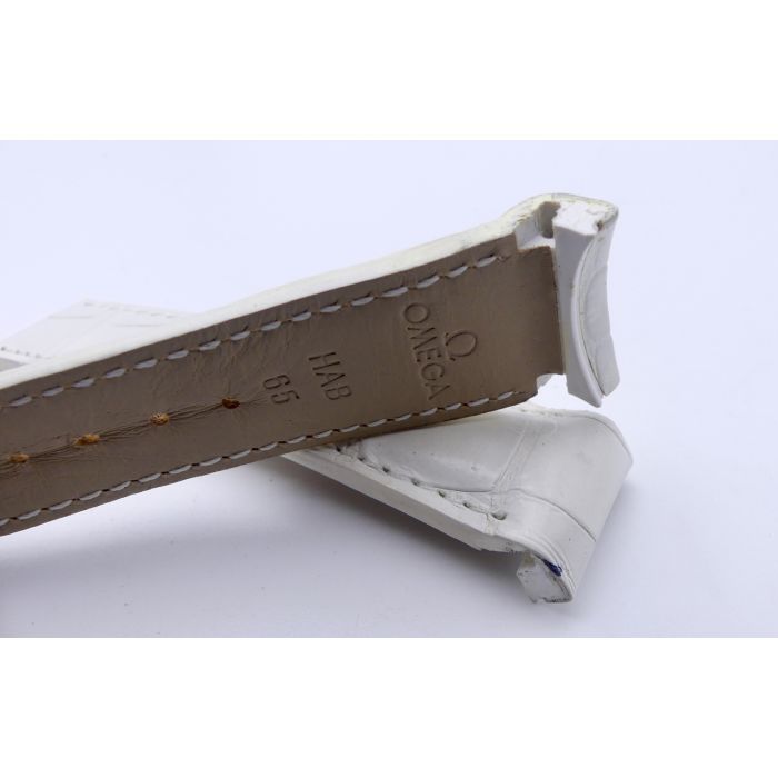 Omega Seamaster bracelet Alligator blanc - White strap - 9800.03.07