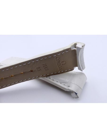 Omega Seamaster bracelet Alligator blanc - White strap - 9800.03.07