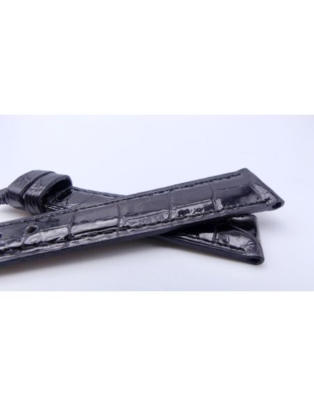 Omega bracelet Alligator - Black shiny strap - 9800.00.48