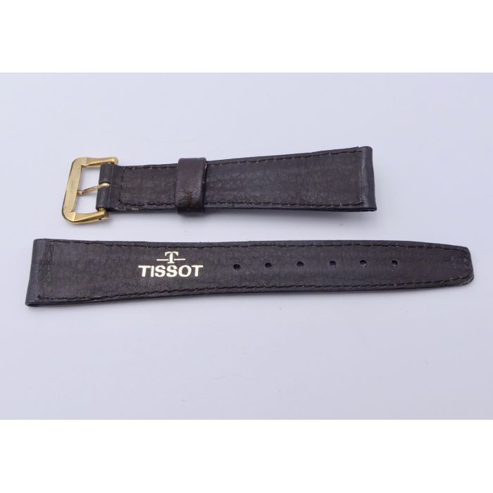 Tissot vintage Bracelet + Boucle - Brown leather strap with buckle - 18mm