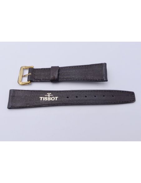 Tissot vintage Bracelet + Boucle - Brown leather strap with buckle - 18mm