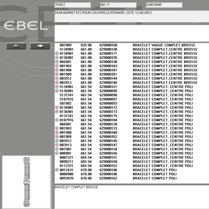 Ebel demi-barrettes pour couvercle -case back clips - 783912/661.11