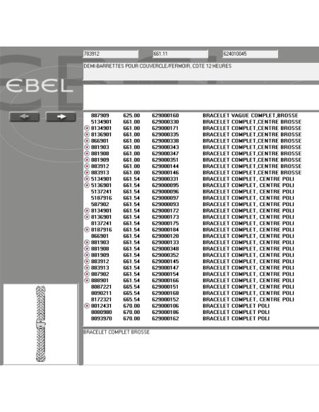 Ebel demi-barrettes pour couvercle -case back clips - 783912/661.11