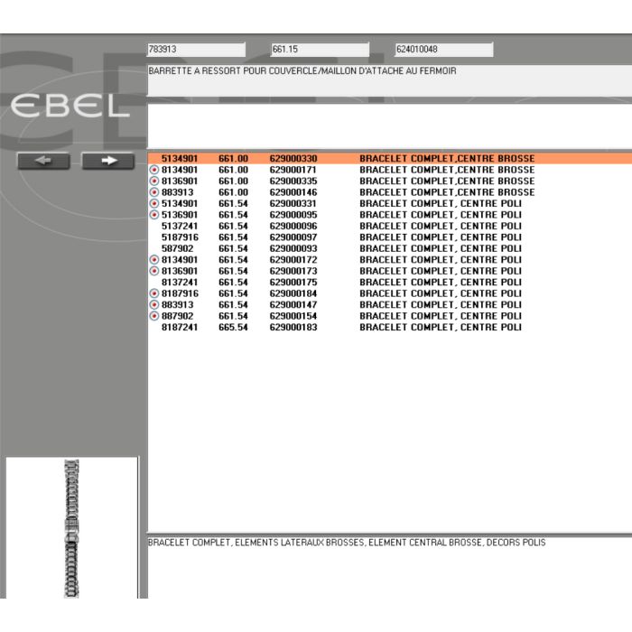 Ebel barrette ressort pour couvercle -spring bar - 783913/660.14