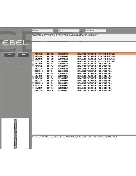Ebel barrette ressort pour couvercle -spring bar - 783913/660.14