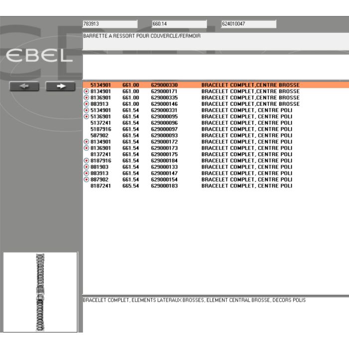 Ebel barrette ressort pour couvercle -spring bar - 783913/660.14