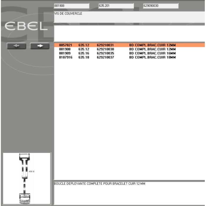 Ebel Vis de couvercle - Screw brac clasp - 881908/635.20