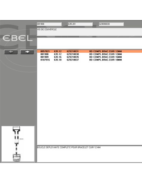 Ebel Vis de couvercle - Screw brac clasp - 881908/635.20
