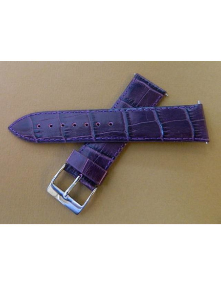 Bracelet cuir violet 22mm