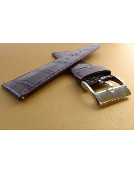 Bracelet cuir violet 22mm